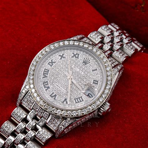 silver diamond rolex watch